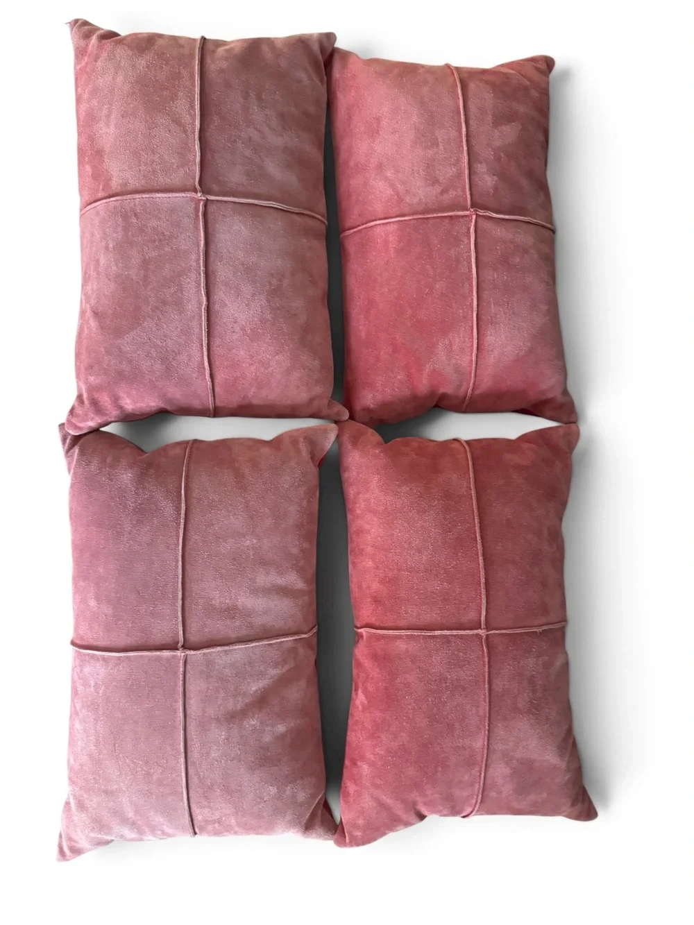 Crate & Barrel Suede Pillow Set of 4 Soft Faded Red Accent Home Decor 12 x 18